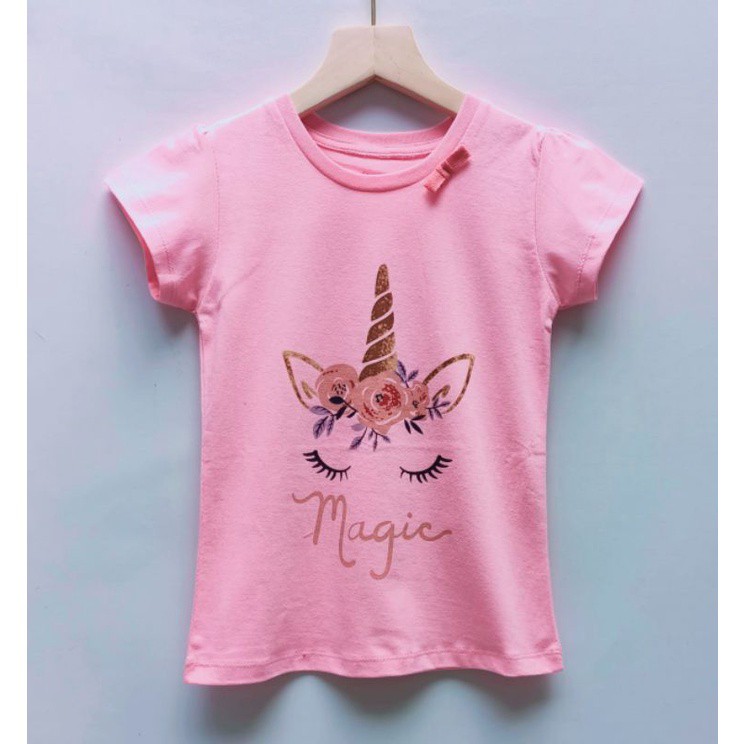Pink Unicorn Top shirt kaos anak lucu 