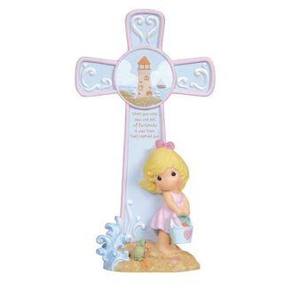 SALE! Precious Moments Gift of Love Collection 2011 "Footprints in the Sand" Girl Cross with Easel Stand Figurine