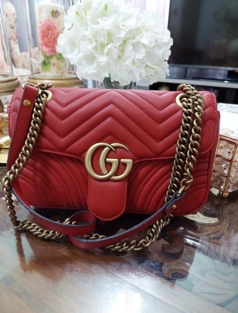 Gucci red medium marmont top bag