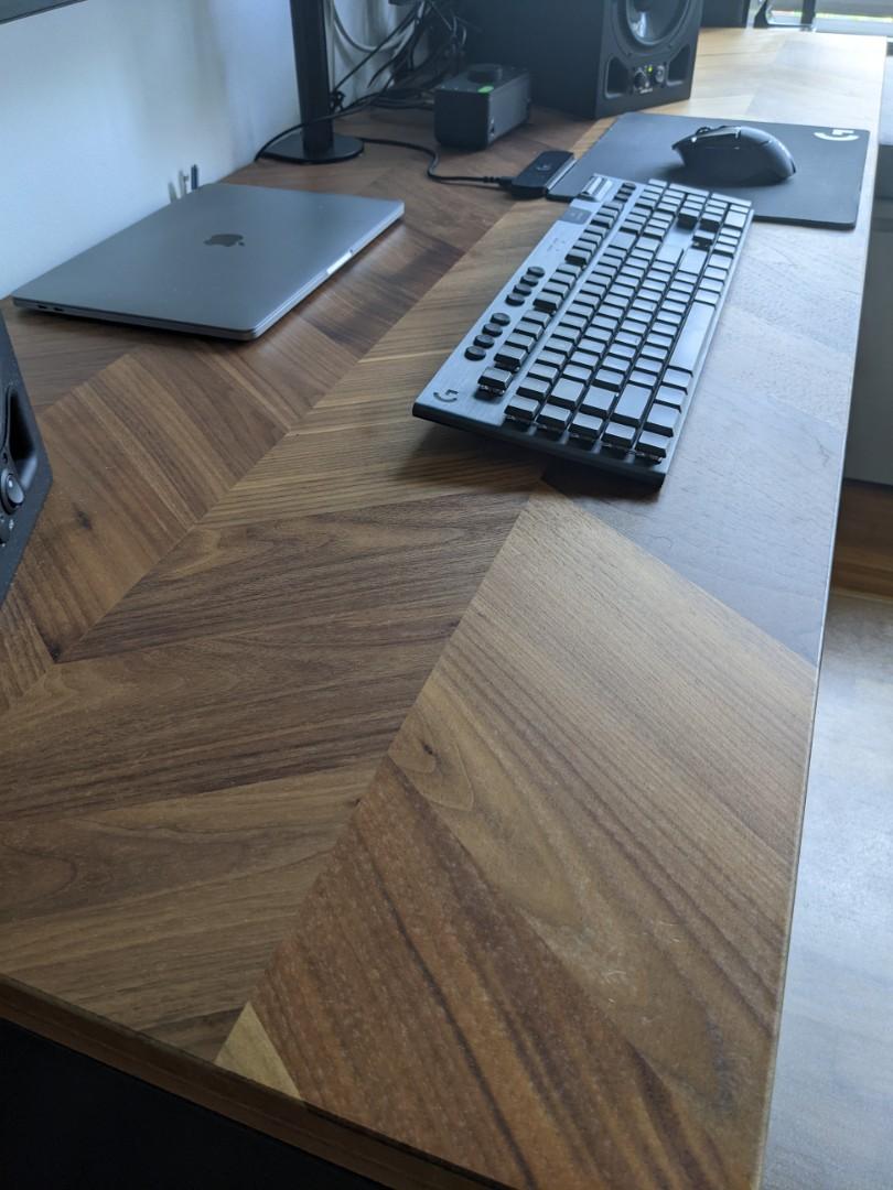 Preloved Ikea computer desk set up. ( Table + drawers), Furniture ...