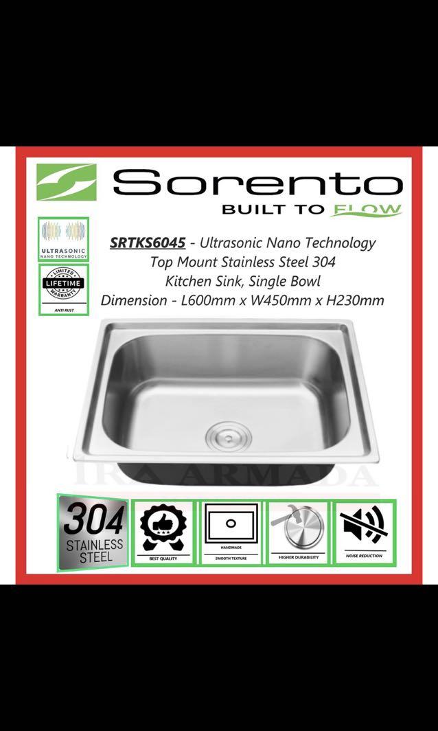 Sorento Top Mount Stainless Steel 304 Single Bowl Kitchen ...