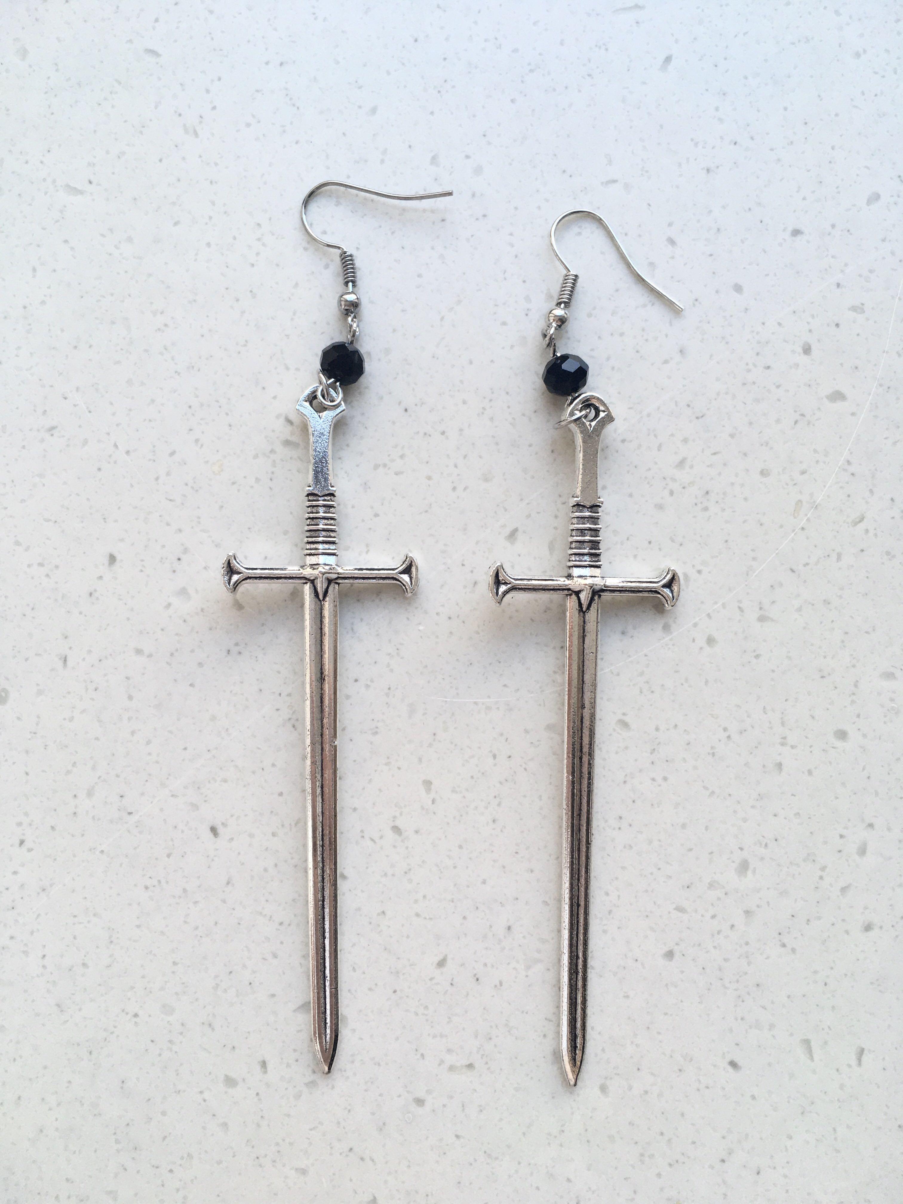 Dangling discount sword earring