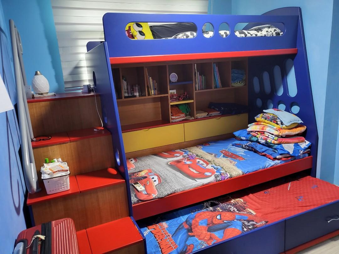 Double Decker Bunk Bed with pull out bed, Furniture & Home Living ...