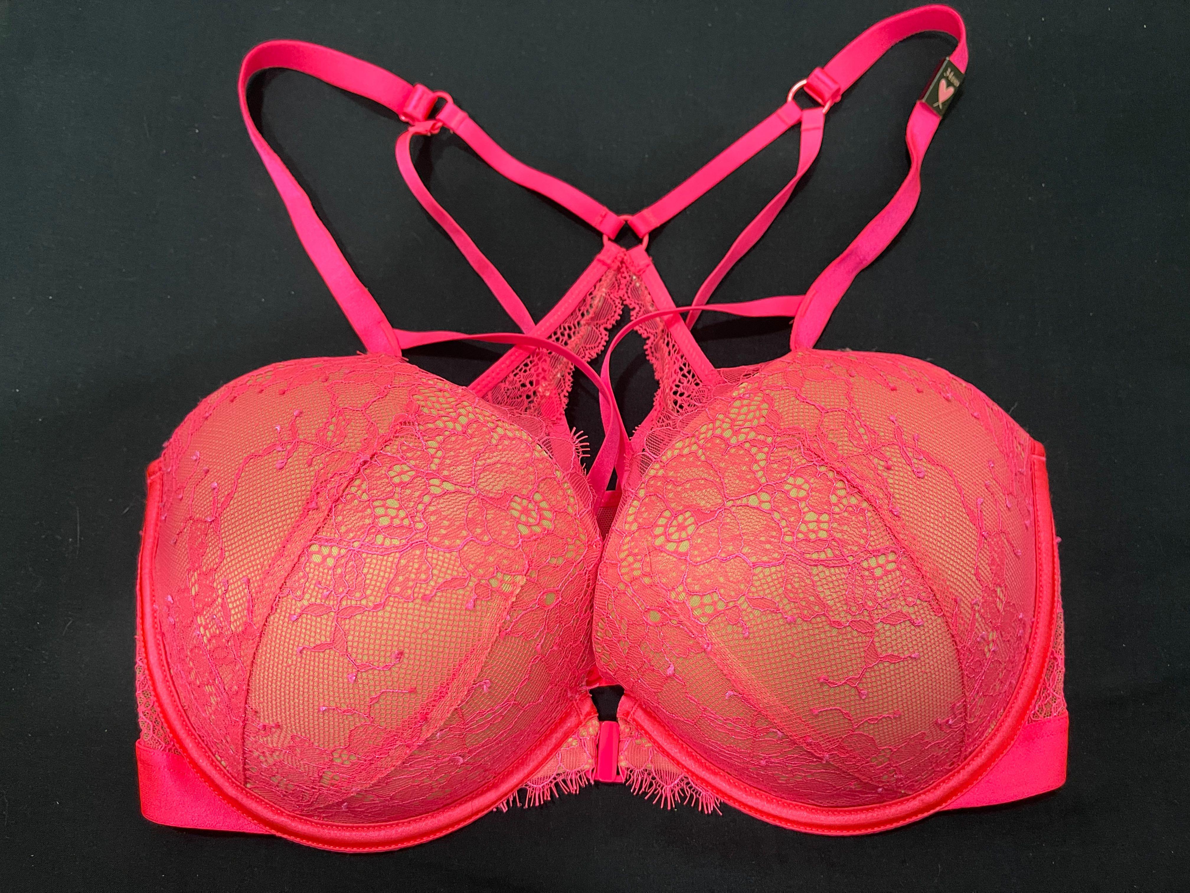 Victoria's Secret Very Sexy Red Lace Front Close Push-Up Bra 32DD