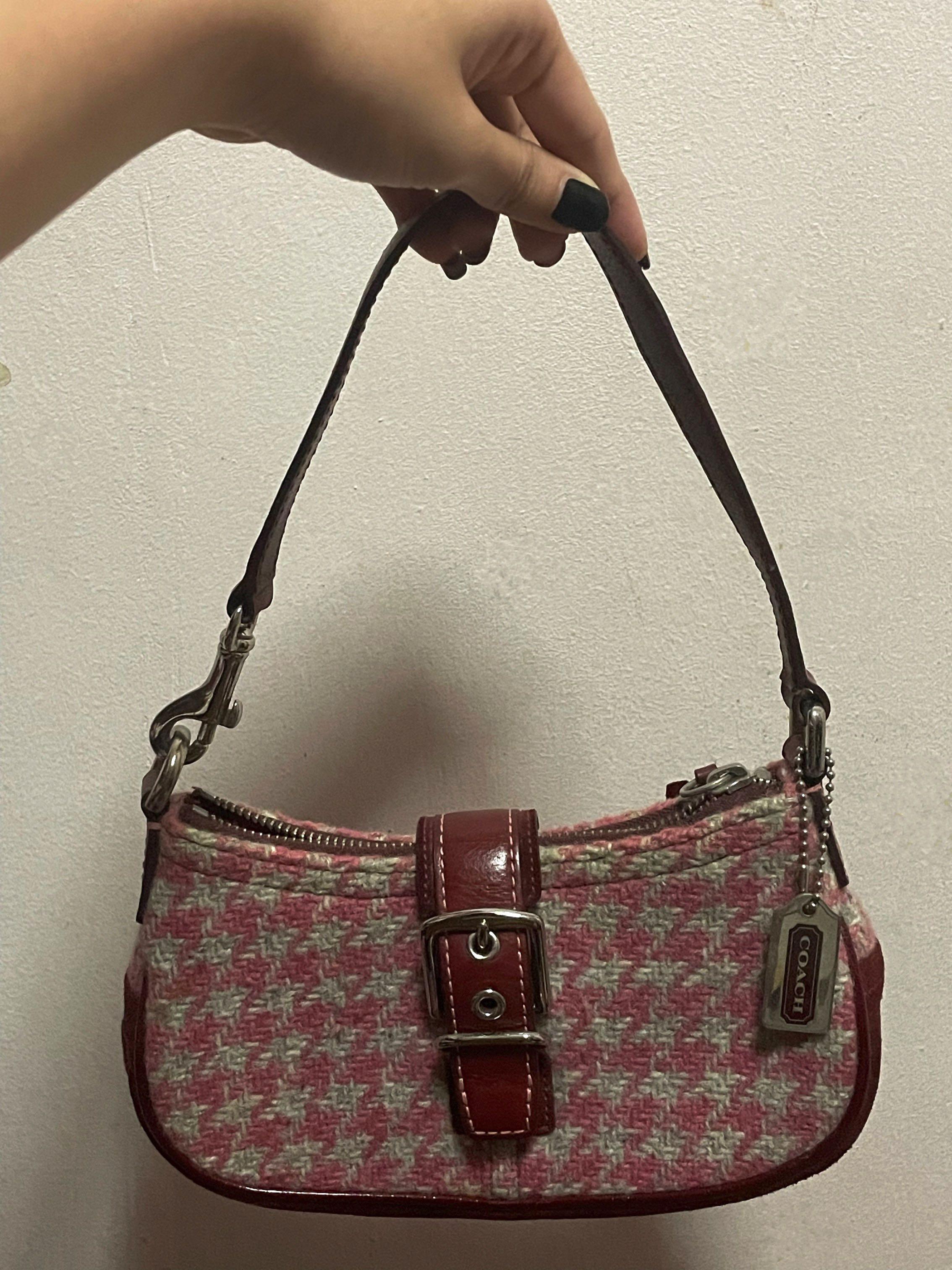 vintage pink coach shoulder bag