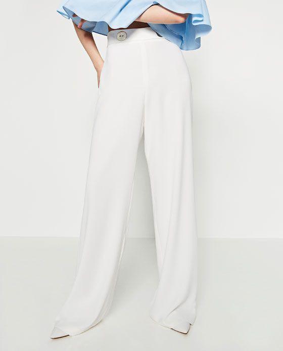 SOLD!! Zara white trousers gold button 