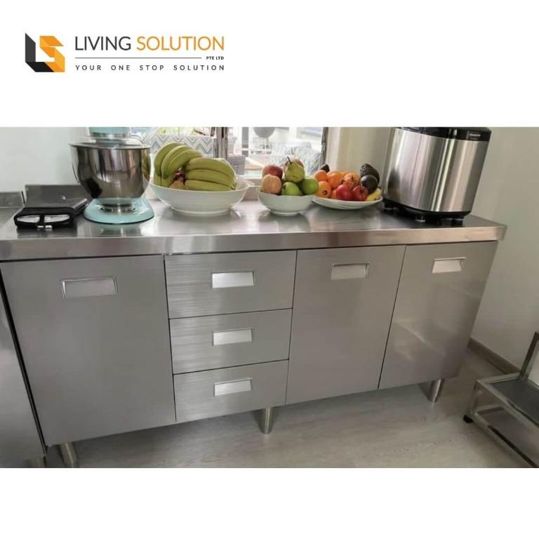 160cm with 3 Drawers Full Stainless Steel Kitchen Cabinet ...