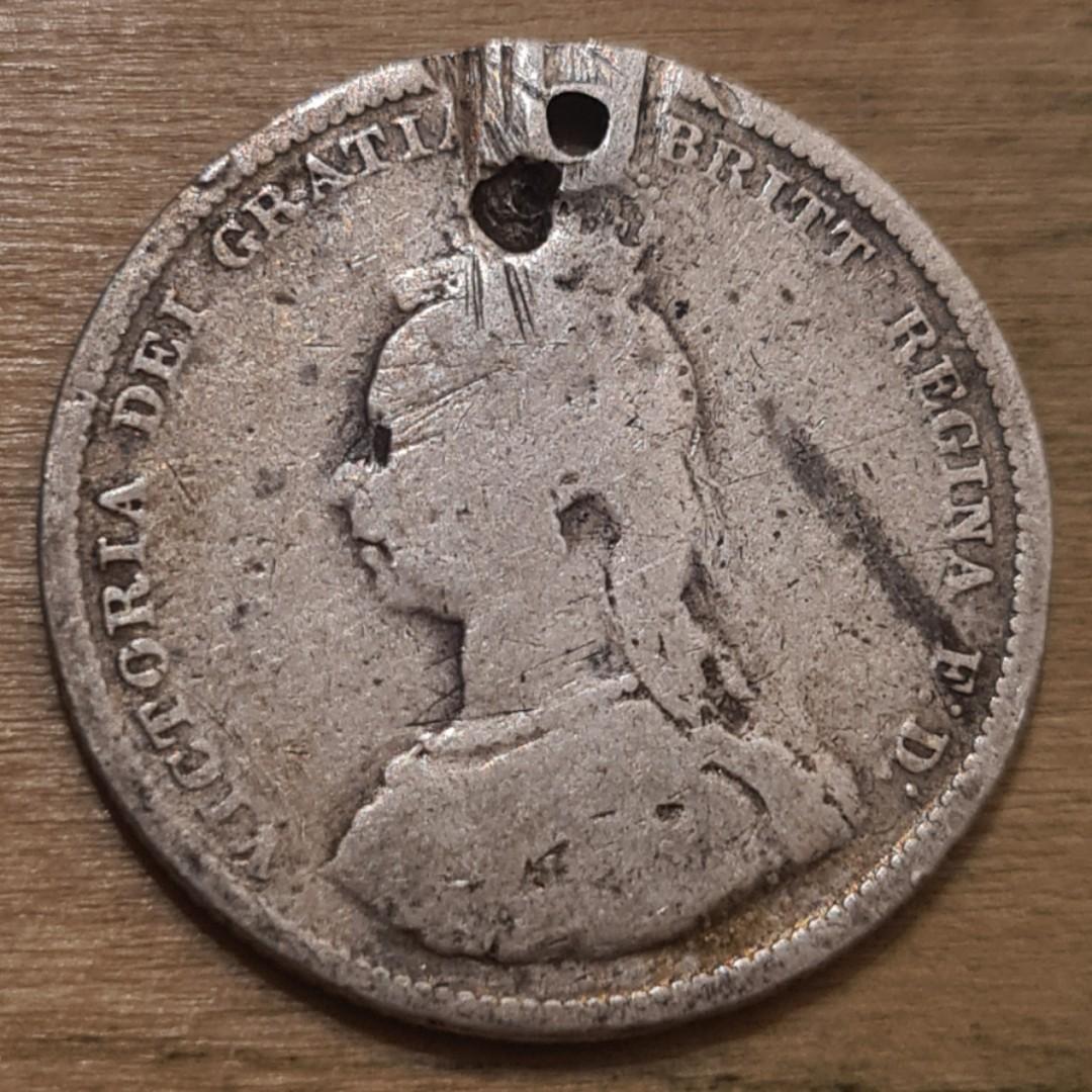 Queen Victoria WHole 1887 British One-Shilling Silver Coin
