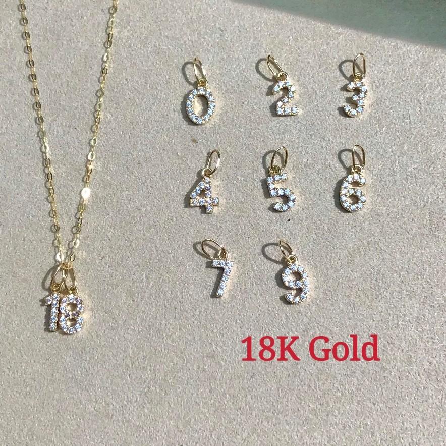 Gold number charms cheap for necklaces