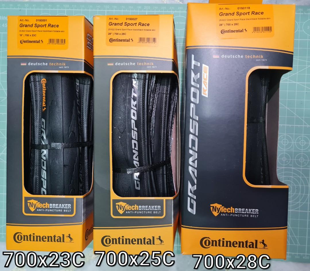 2 x Continental Grand Sport Race Road Bike Clincher Tyres/ Tires ( 700x23C  / 700x25C / 700x28C) Low Rolling Resistance/180 TPI /Punctures Resistant,  Sports Equipment, Bicycles & Parts, Parts & Accessories on Carousell