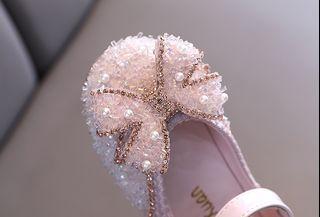 【含運】粉色女童公主鞋水晶玻璃鞋／禮服搭配／花童鞋
