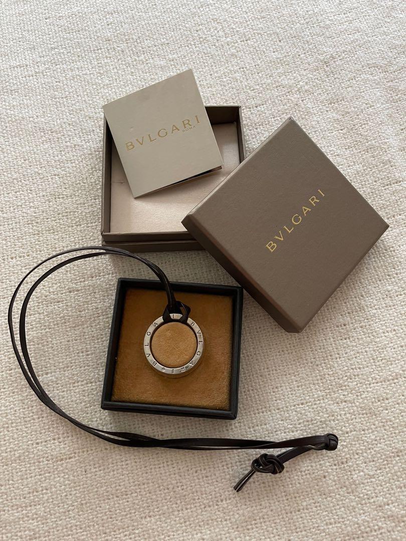 Authentic Bvlgari necklace Sterling silver pendant with leather string
