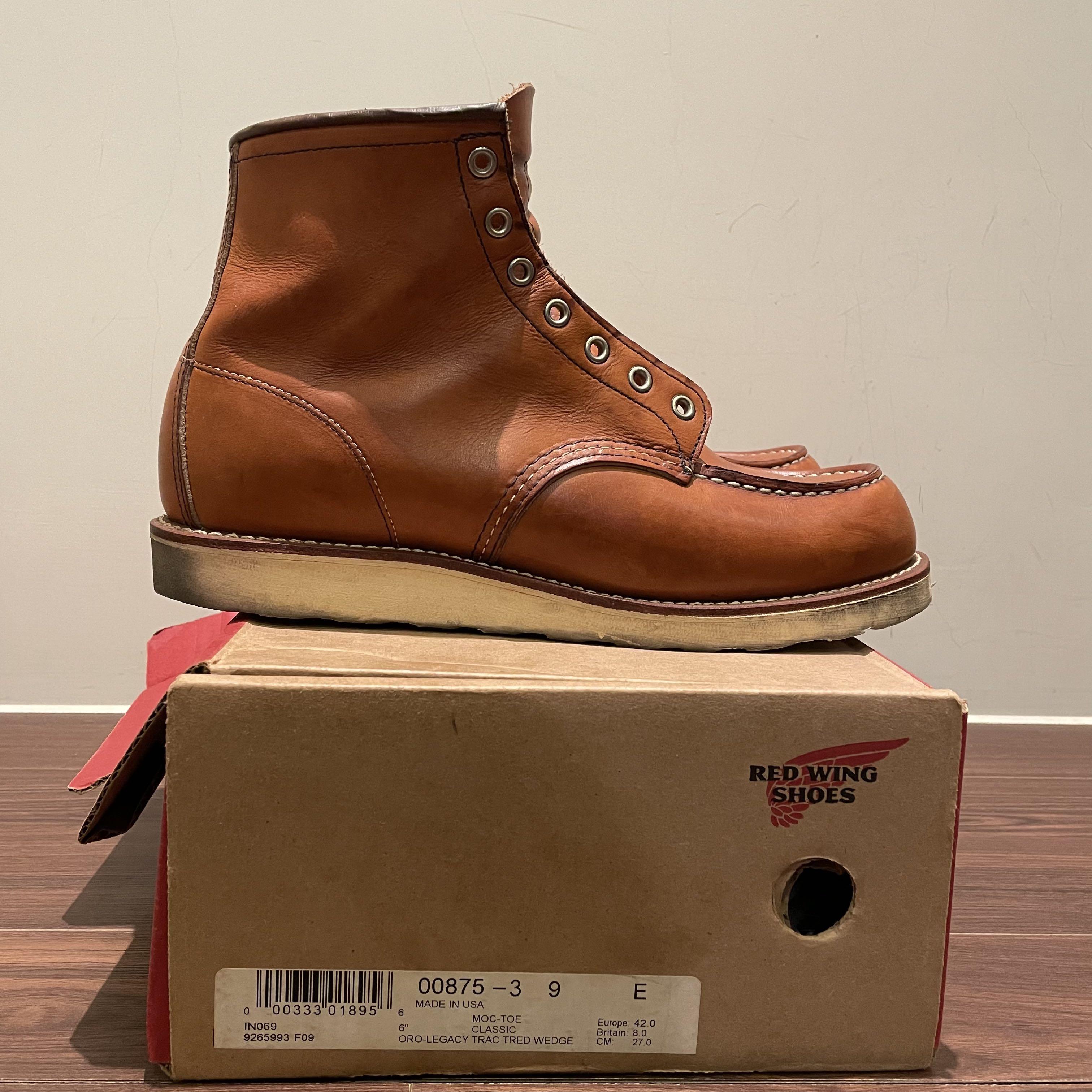 二手 REDWING 875 6 inch Moc-Toe Boot 經典 Red Wing 42EU 27CM