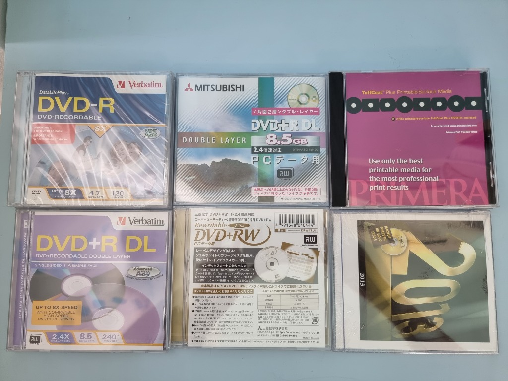 Blank recordable CDR, DVD-R, DVD+R DL media for music, data storage ...