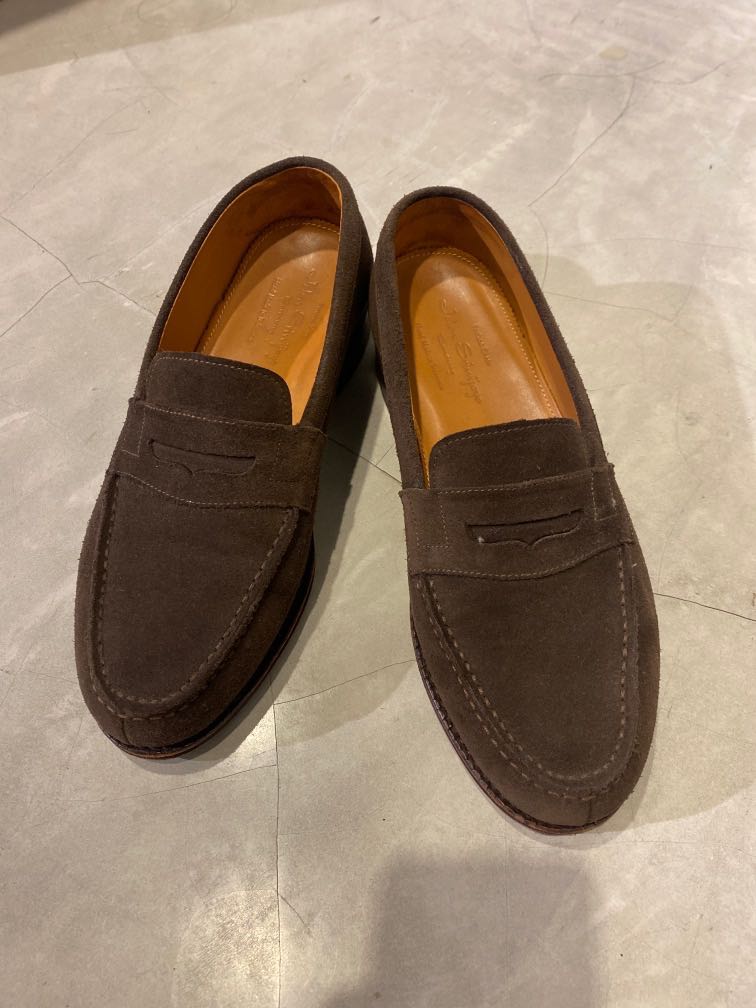brown suede loafers