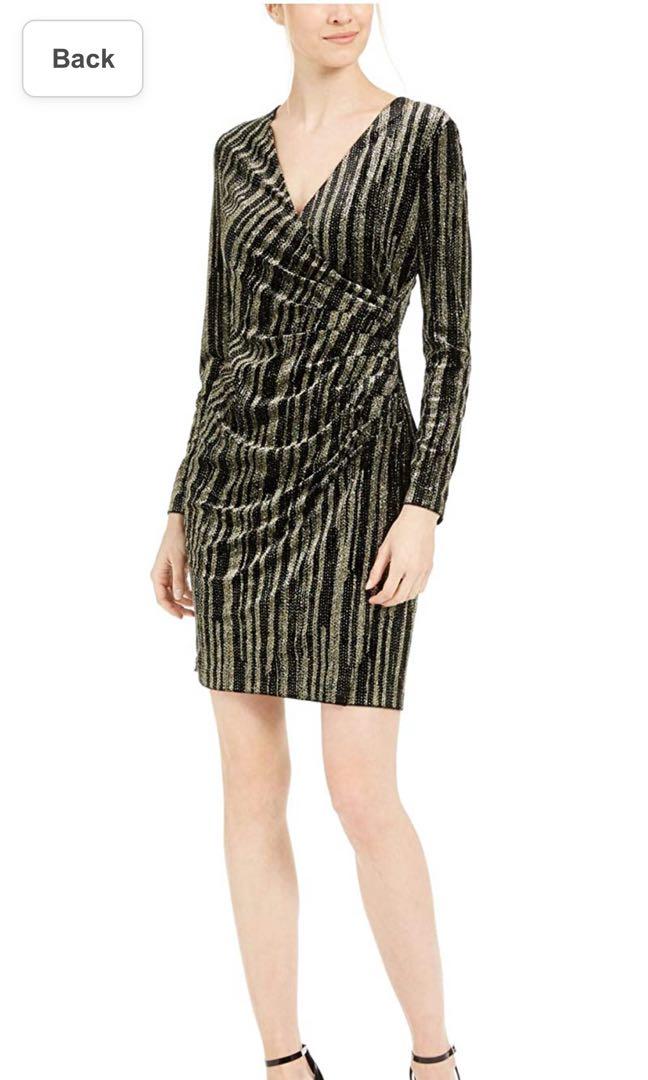Calvin Klein Dress Black and Gold office attire dinner and dance banquet,  Women's Fashion, Dresses u0026 Sets, Dresses on Carousell