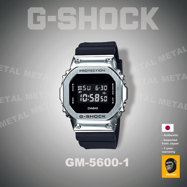 Casio G-Shock GM-5600-1 (gm5600 black metal silver) For preorder - Free 1 X  Clear HD 5H Anti-Scratch Protective Film
