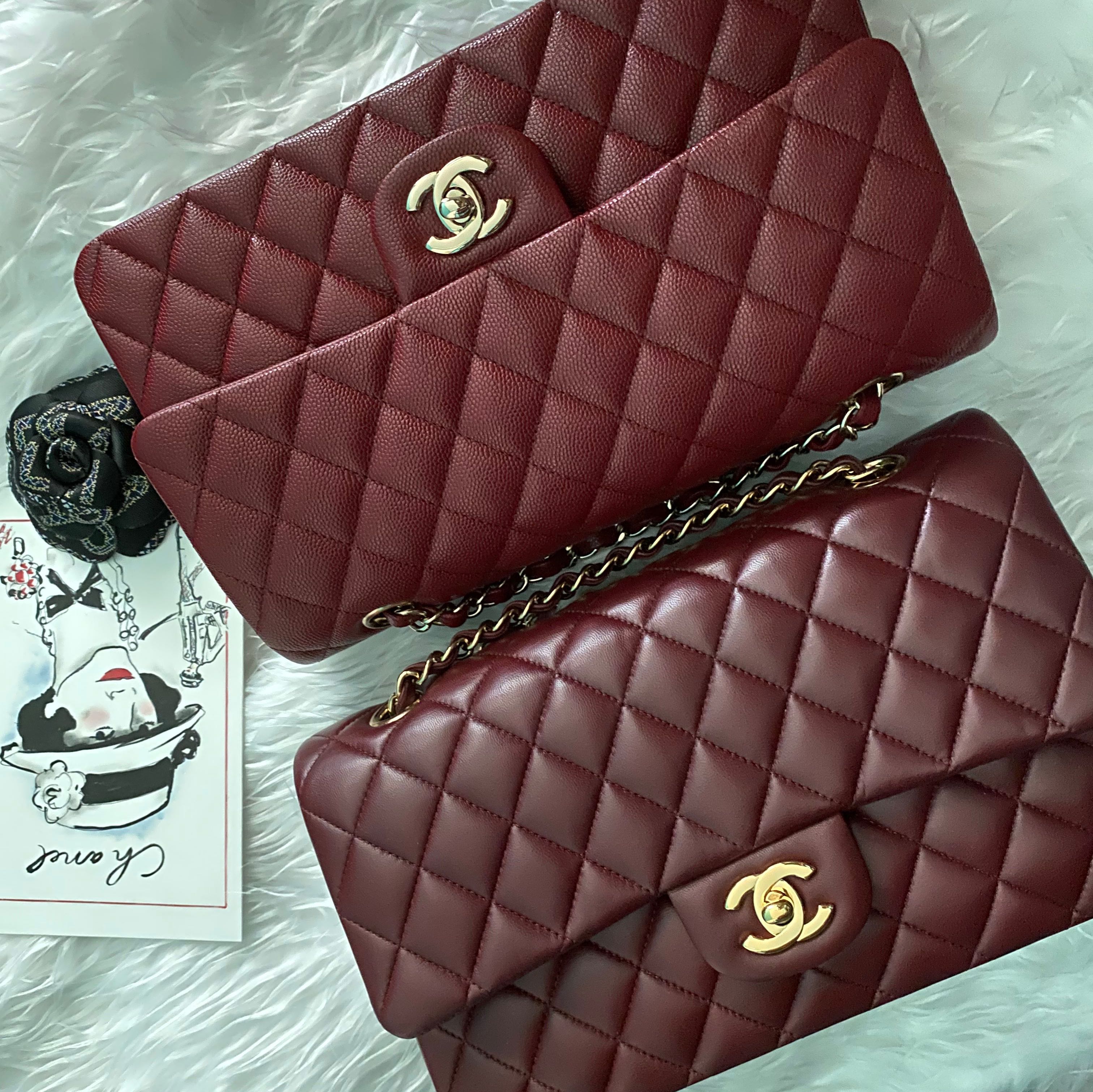 Chanel classic hotsell burgundy