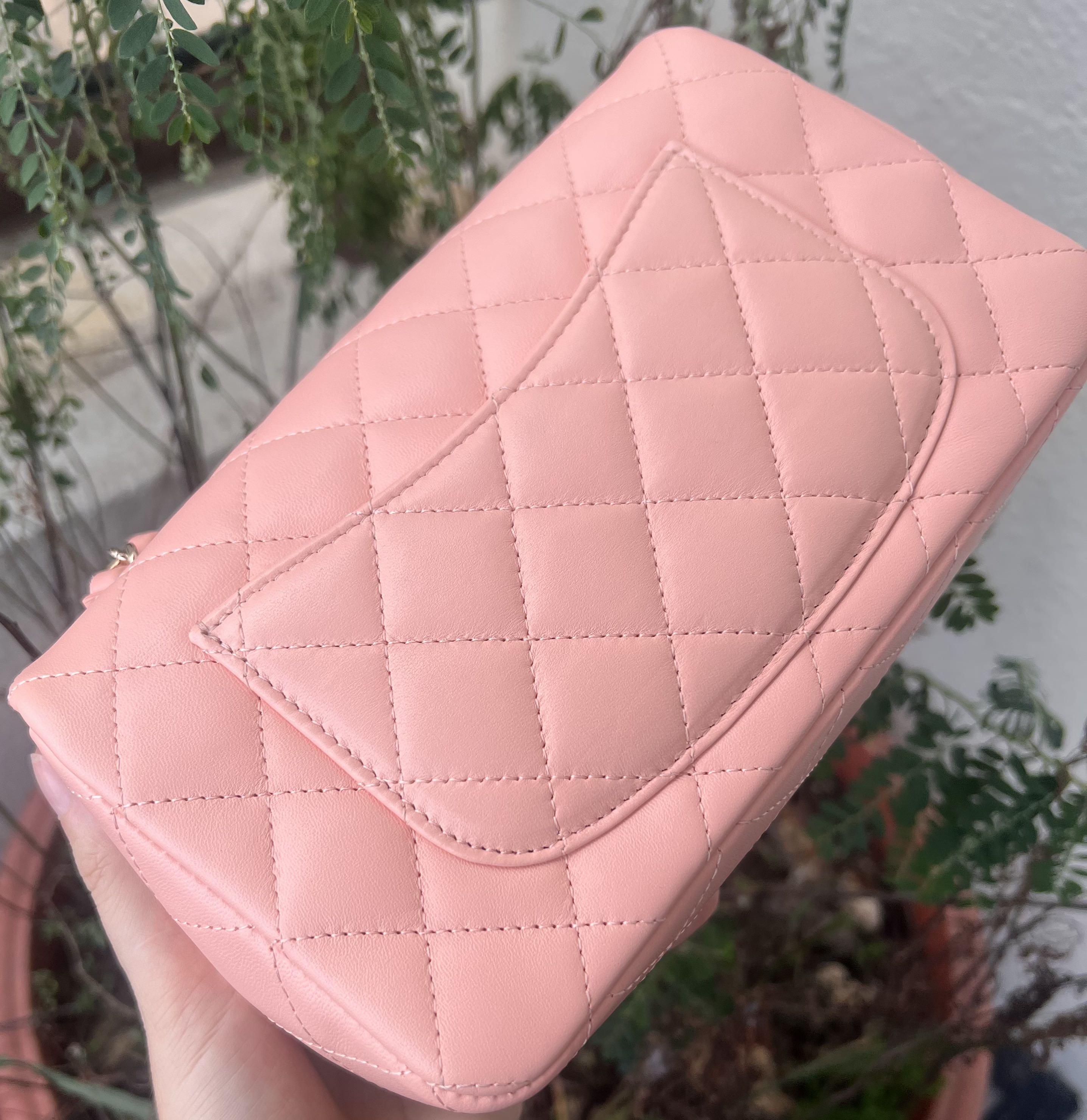 Chanel mini rectangular 22C light pink, Luxury, Bags & Wallets on
