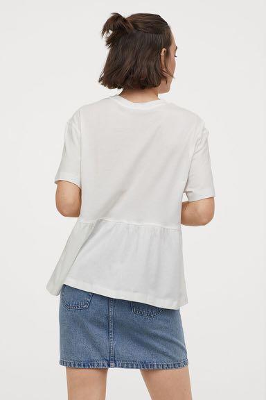 Cotton Peplum T-Shirt - White | H\u0026M 