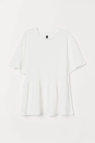 Cotton Peplum T-Shirt - White | H\u0026M 
