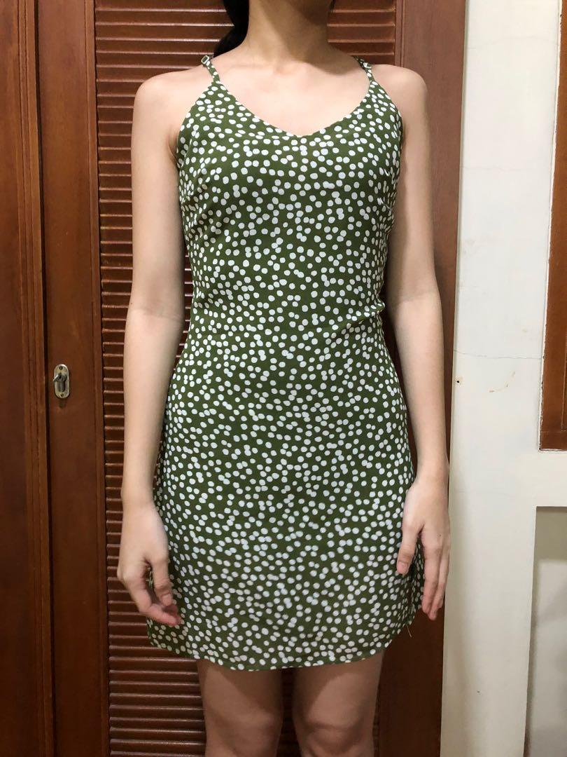 Green mini dress, Fesyen Wanita 
