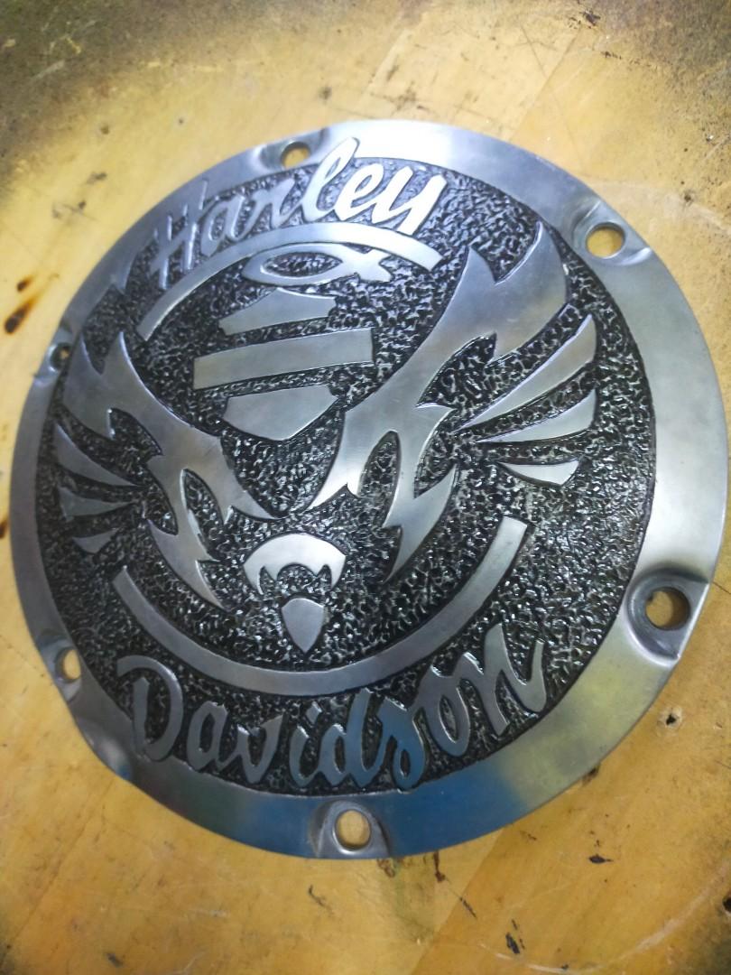 Harley Davidson Engraved Derby Cover, Motorbikes on Carousell
