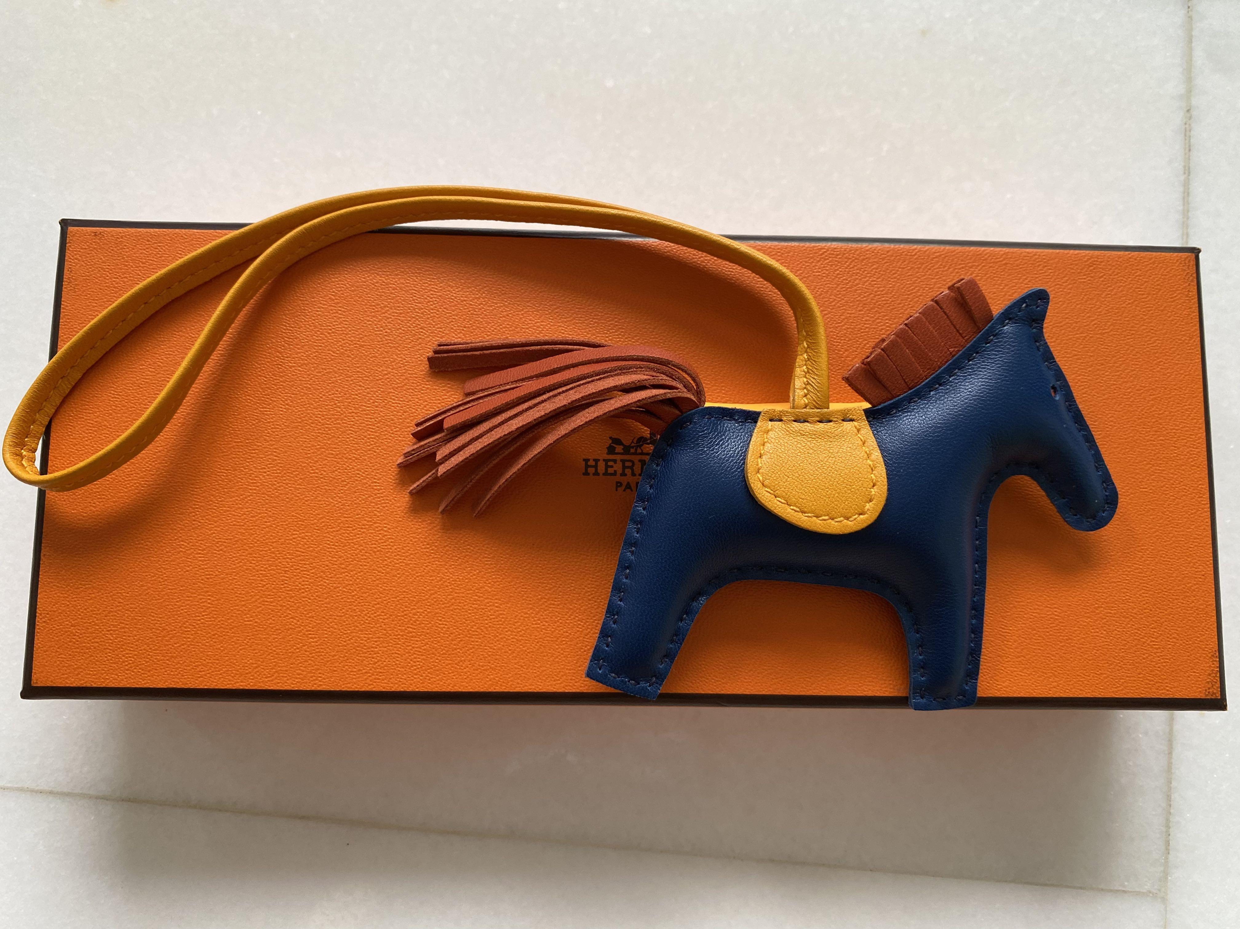 Authentic New Hermes Rodeo Horse Charm Bleu de Malte, Kraft and