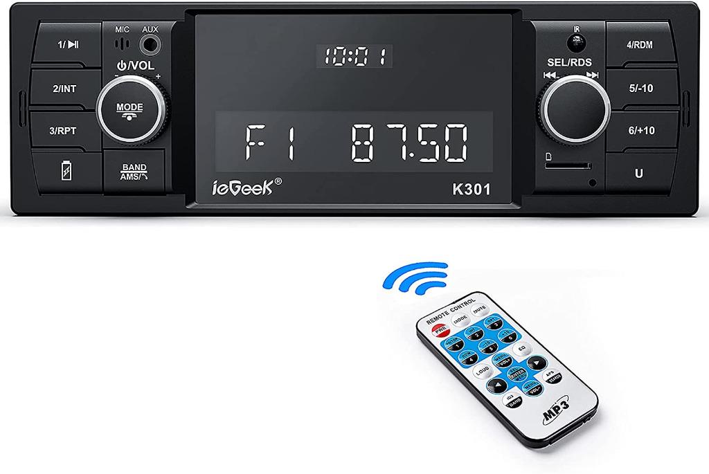 ieGeek RDS Handsfree Car Radio Bluetooth 5.0, LCD Calling 1 DIN Car Stereo  with Clock, 4X60W FM Radio Car MP3 Player RDS/MP3/FM/AM/SD/AUX/USB Wireless  Remote Control, 30 Radio Stations, Audio, Soundbars, Speakers 
