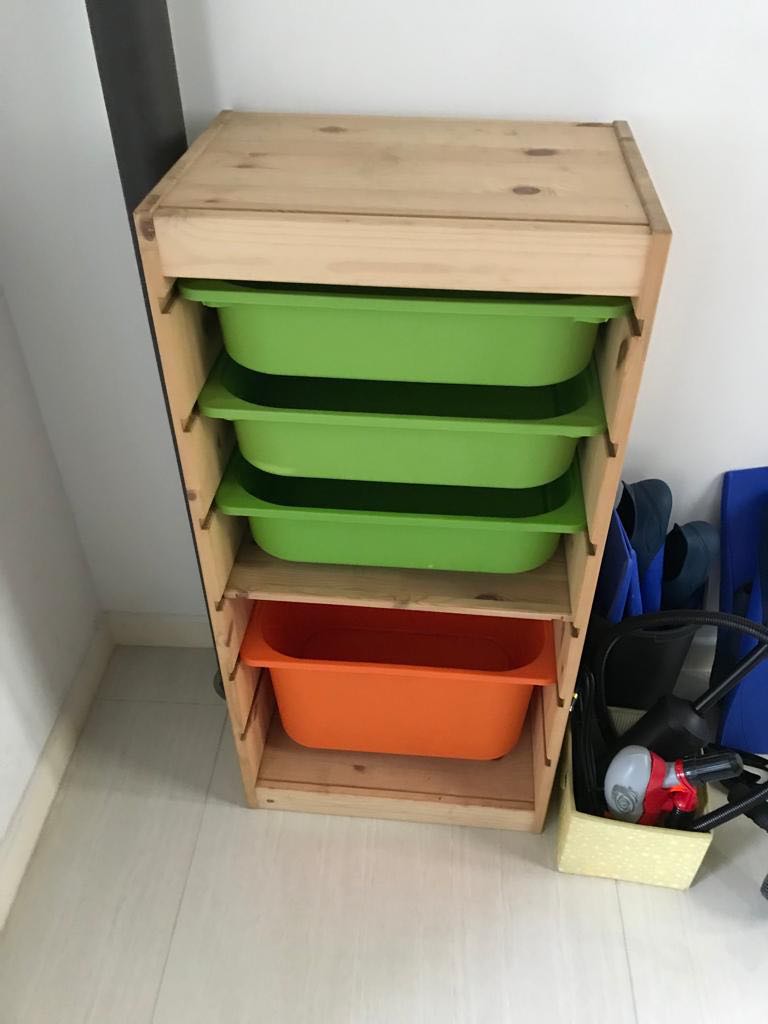 IKEA shelf and tubs, Furniture & Home Living, Furniture, Shelves