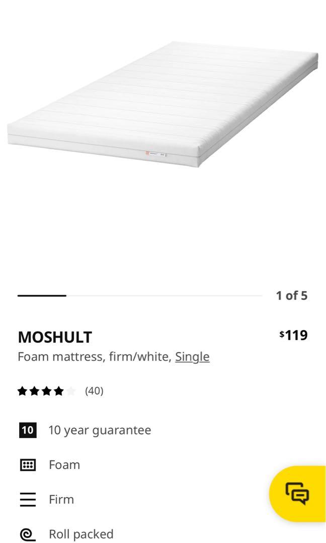 Ikea Single Bed mattress Moshult katil, Furniture & Home Living