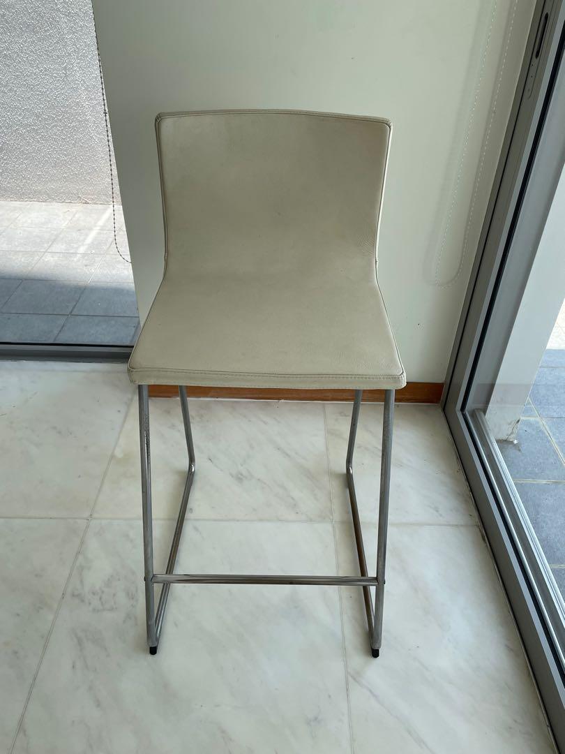 Ikea White leather Bar stool / high chair, Furniture & Home Living ...