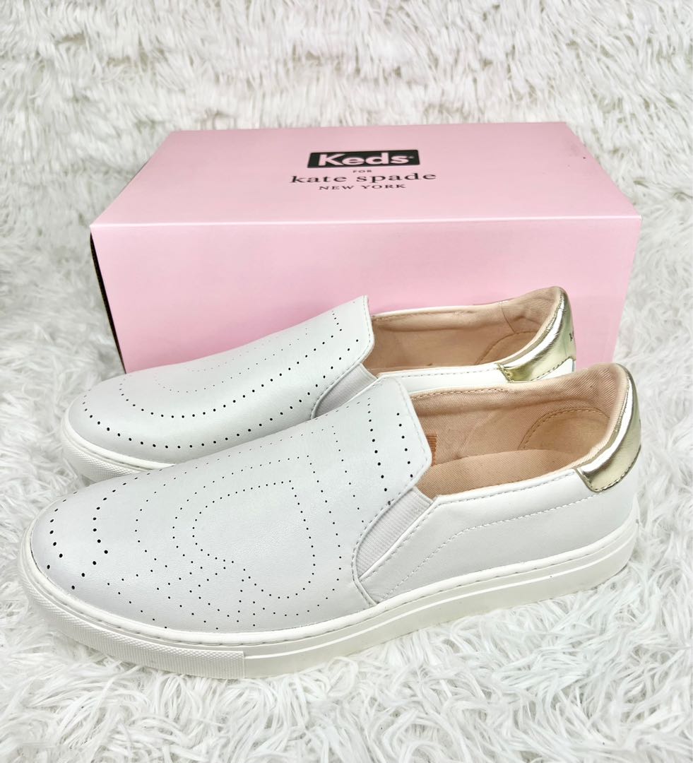Kate Spade New York Leather Sport White Slip-On Shoes Size 8, Women's  Fashion, Footwear, Sneakers on Carousell