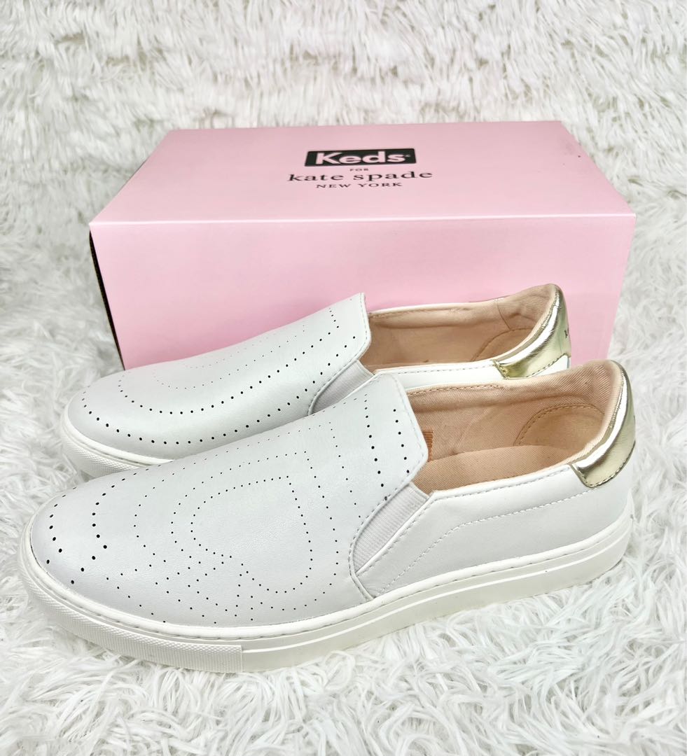 Kate Spade New York Leather Sport White Slip On Shoes Size 8