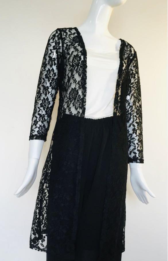 Ladies long lace cardigan outerwear open front jacket casual smart Women s Fashion Coats Jackets and Outerwear on Carousell