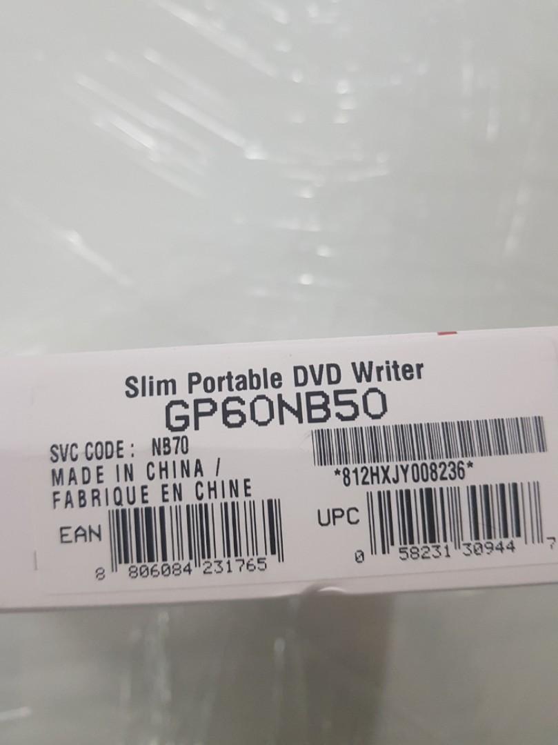 LG ULTRA SLIM PORTABLE DVD WRITER ( GP60NB50 ), Computers & Tech, Parts