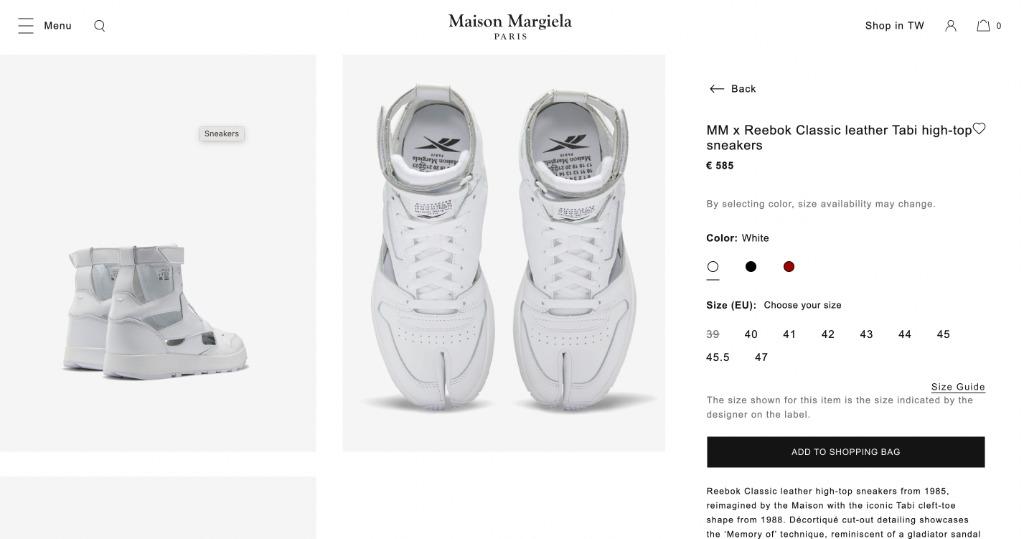 Maison Margiela x Reebok Classic leather Tabi high top sneakers