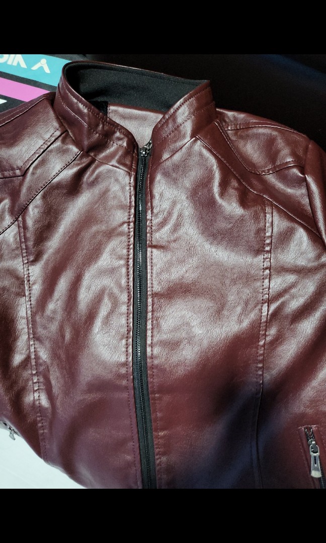 leather maroon jacket