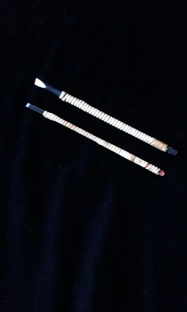 Metal Chiseling Tools (Category: Home Improvement Tools & Accessories) located in Quezon City. Submitted by jojoleen28 (Listing ID 1150929094, Image 2). Description: Wrapped in bamboo, made of thick metal. Can be use for carpentry or artwork. Some discoloration at end of one chisel..