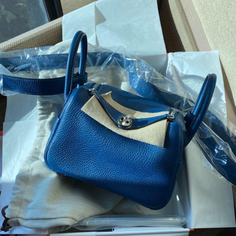 Hermes Mini Lindy Royal Blue ghw, Women's Fashion, Bags