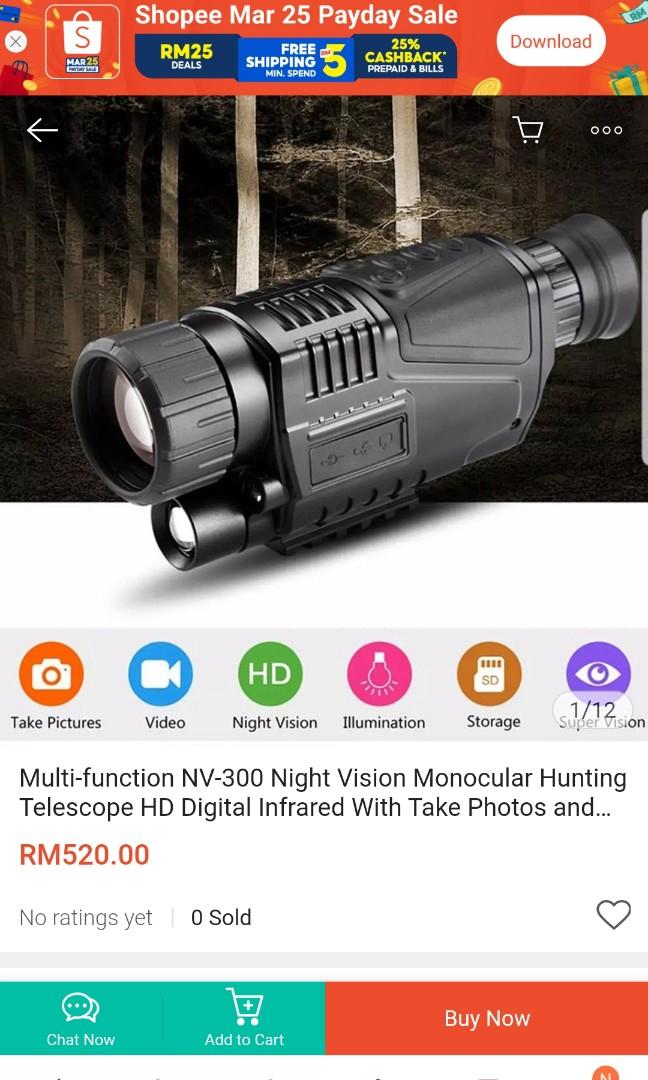 Multifunction NV300 Night Vision Monocular Hunting Telescope HD