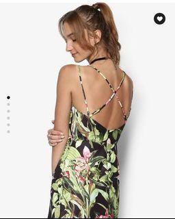 (S) Something Borrowed Strappy Tropical Wrap Dress