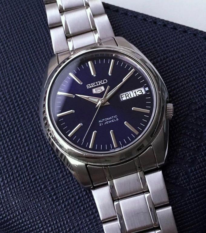 Seiko 5 Classic Baby SARB Blue Dial Stainless Steel Automatic Watch SNKL43 SNKL43K1