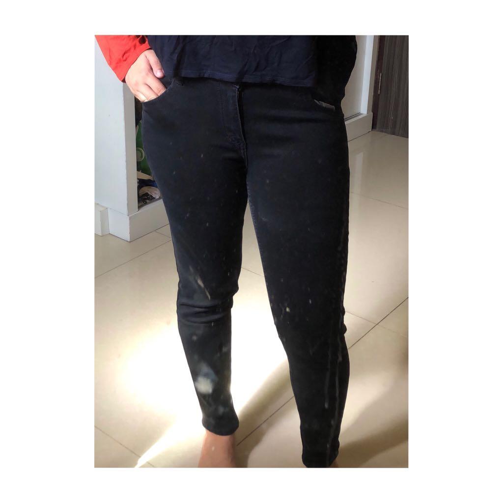 Skinny Jeans Hitam Ukuran 30 Fesyen Wanita Pakaian Wanita