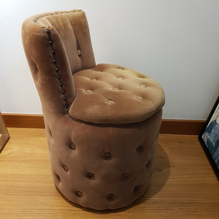 Small Puffy Cushion Dressing Table Stool Brown Chair