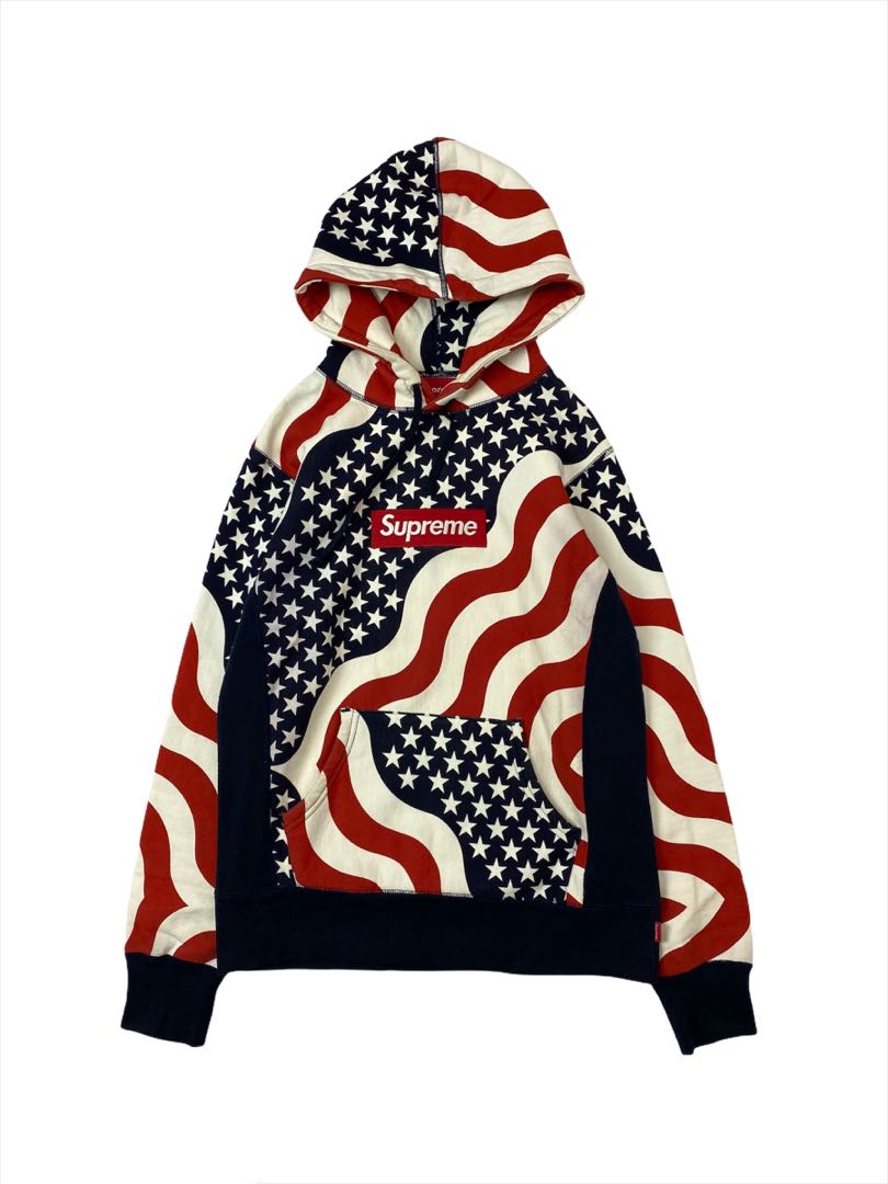 Authentic Supreme American Flag Box Logo Hoodie Men s Fashion