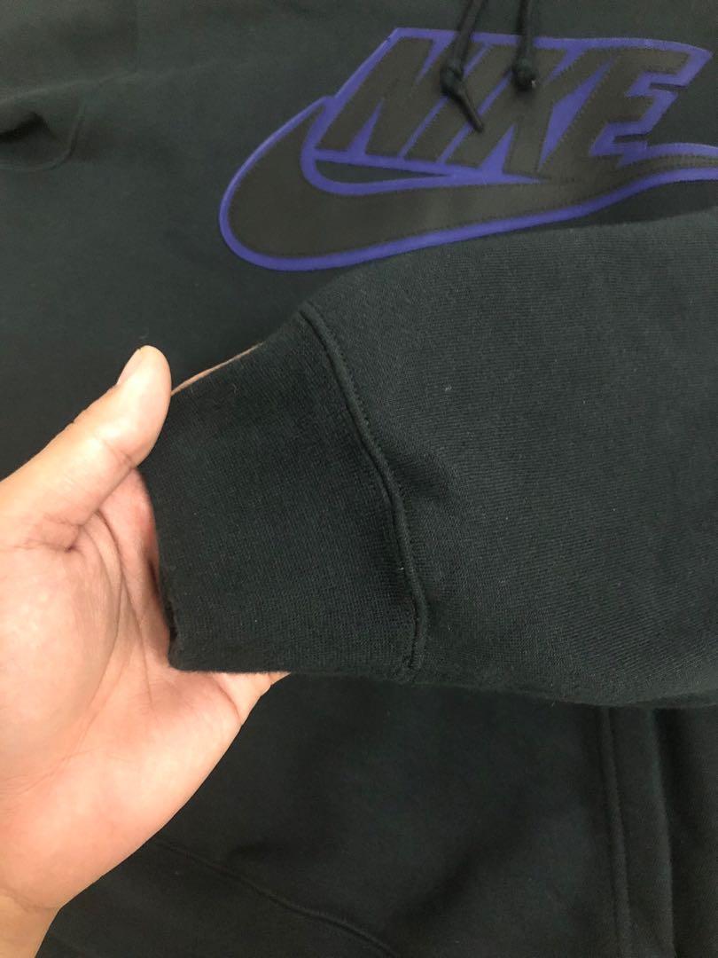 Supreme Nike Leather Applique Hooded Sweatshirt Black - Size Large