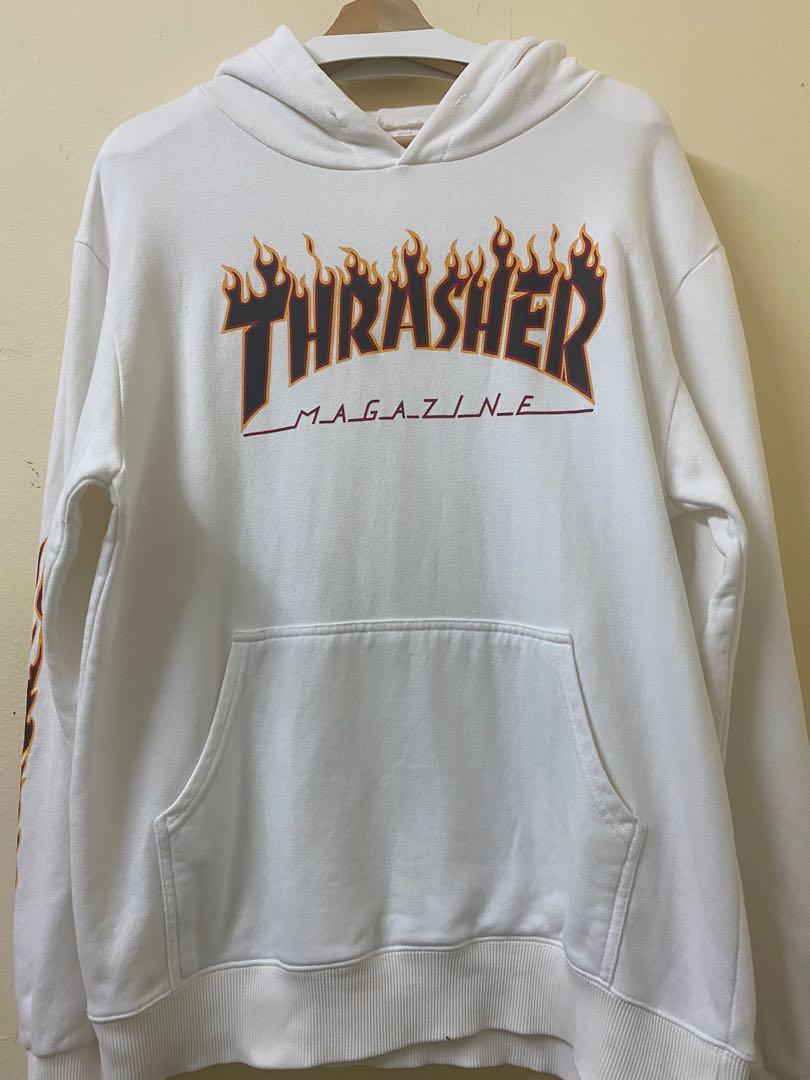 Thrasher hoodie white flame best sale