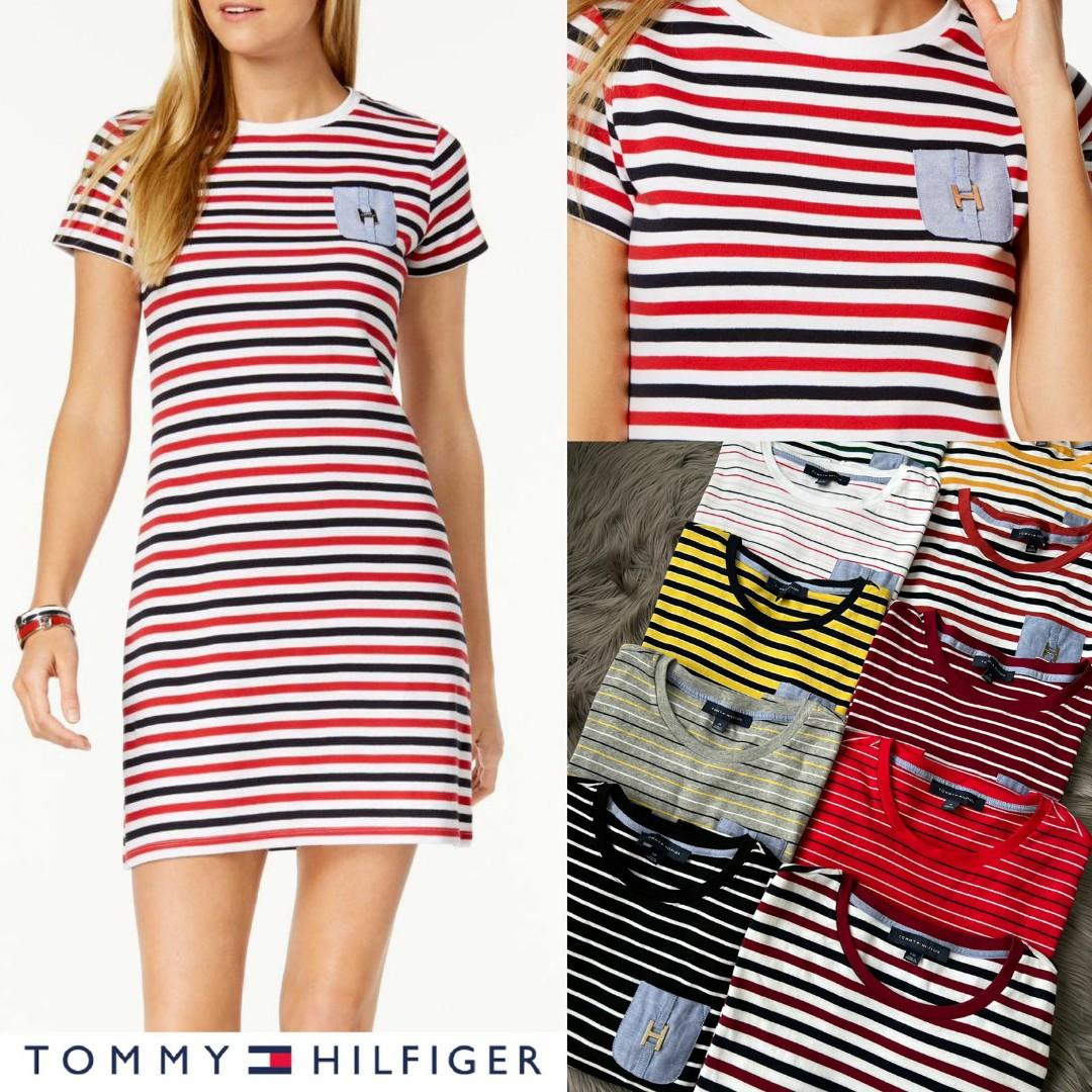 Tommy Hilfiger logo basic dress, Fesyen Wanita, Pakaian ...