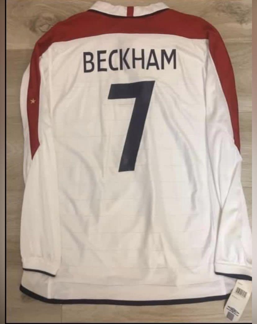 Umbro 03-05 英格蘭主場長袖球衣碧咸beckham england 碧咸, 男裝, 運動